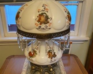 Vintage Milk Glass Electric Hurricane Lamp
