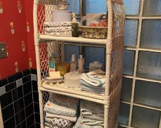 Vintage White Wicker Shelf and more cute decorative towels