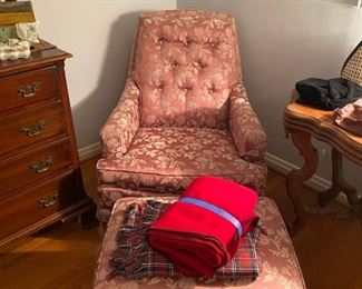 Vintage Rose Chair and Ottoman