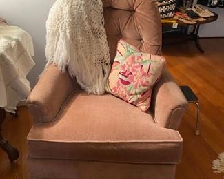 Vintage Velvety Mauve Swivel Chair