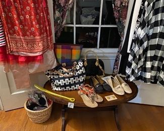 Tommy Hilfiger Purse, Coach loafers, black and cream, Saks Fifth Ave. Sandals, other designer handbags