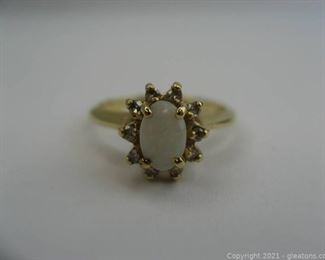 Pretty Opal Diamond Rings in 14kt Yellow Gold