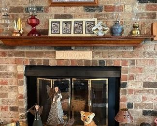 gas hurricane oil lamps, brass bowls