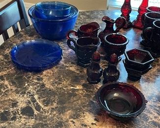 Avon Vintage Cape Cod 1876 Ruby Red Cranberry dish set