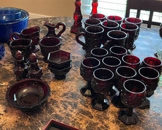 cranberry dish set 