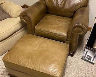 Clayton Marcus leather chair and ottoman.
