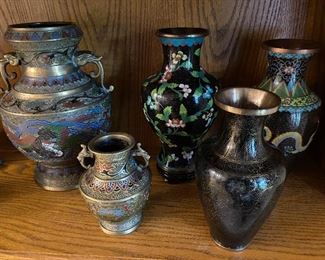 Chinese pottery and metalware, including cloisonné.