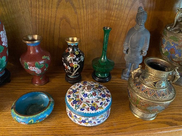 Chinese pottery and metalware, including cloisonné.