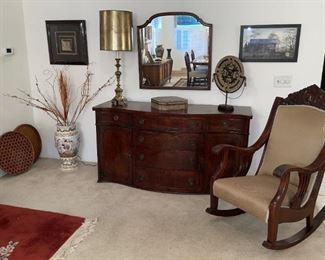 Antique rocker, Duncan Phyfe sideboard