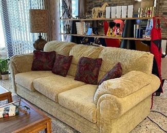 Retro Boho Sculpted Velour Couch and Love Seat