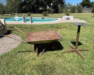Vintage Wheelbarrow, Vintage Table Base