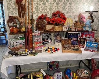 Vintage Pool Sticks,  Pool Balls, Fall Decor,  Easter Decor,  Vintage Toys, Geo Lefton Easter Egg Plate, Checkers Sets, Toys NIB