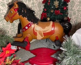 Corner Christmas Tree, Radio Flyer Rocking Horse, Fiber Optic Christmas Decor 