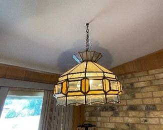 Retro Tiffany Style Stained Leaded Glass Swag Lamp