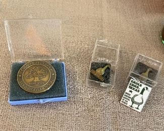 Columbus Texas Sesquicentennial Commemorative Coin, Eagle Lake Texas Goose Hunting Capital of the World  Pins