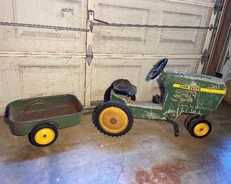Vintage John Deere Pedal Tractor with Trailer