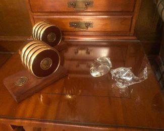 cute handblown glass paperweights, two snails