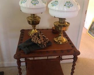 antique brass lamps with hand-painted milk-glass shades (sometimes I have to throw in an accurate caption)