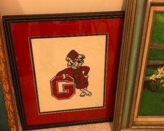 vintage UGA bulldog needlepoint