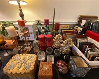 Lots of candle holders & decorative boxes