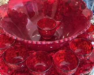 Fabulous red punch bowl and cups