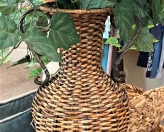 Tall wicker decorative vase