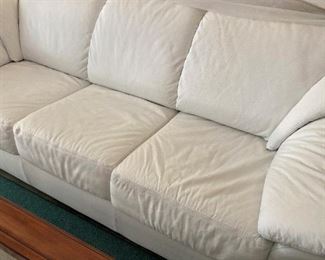Large white leather sofa