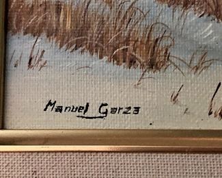 Artist Manuel Garza' works can be found in the homes and offices of discriminating collectors of Western Art, among whom are John Connally, Lady Bird Johnson, Dolph Brisco, and many others.