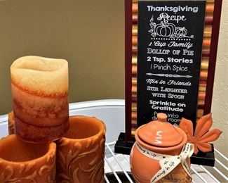 "Thanksgiving Recipe"; candles