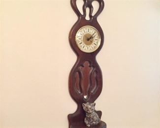 Carved Wood Shelf with Clock 