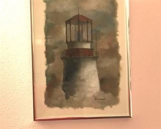 Lighthouse Watercolor by R. J. Draeger