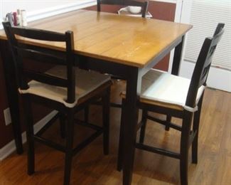 Square counter height table with 4 chairs