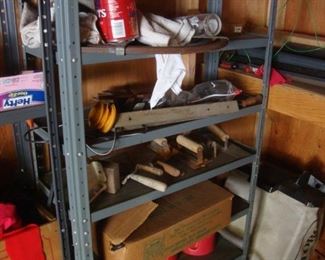 Many metal shelves