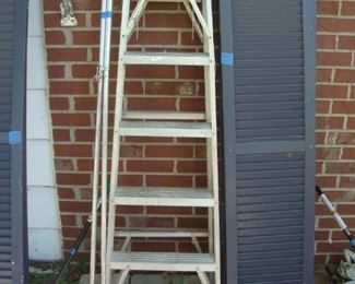 Aluminum step ladder, shutters