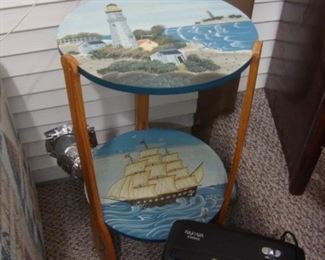 Lighthouse table with oar legs