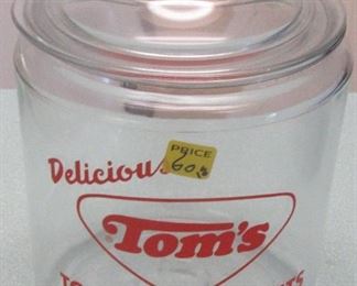 Vintage Tom's peanut jar with lid.  SOLD
