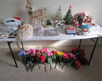 Part of the Christmas items and artificial flowers.