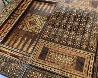 Spectacular vintage inlay game table 