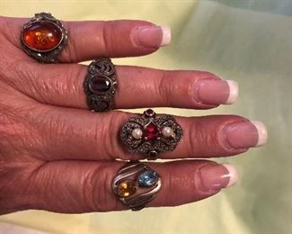 Sterling and gemstone rings