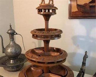 Large hand carved Philippine lazy susan 