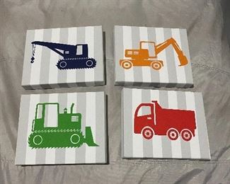Adorable construction themed canvas prints for your little man.  $20 for the set 