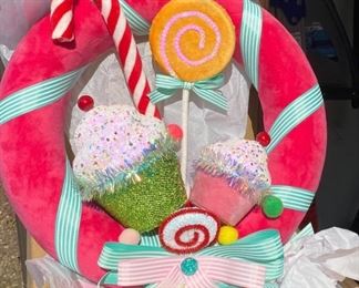 Adorable wreath for a pastel candy theme tree.  Great topper!  $48.00
