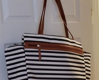 Shoulder Bag Black and White Stripes