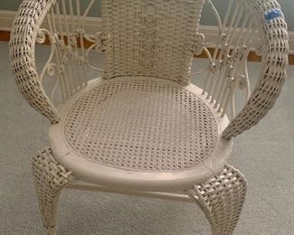 #7- Cute vintage wicker chair- 31t @ back, 17t floor to seat, 17d and w- $60