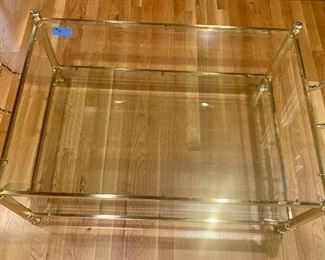 #13- Glass and brass coffee table- 24 w x 37L- $100