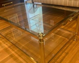 #13- Glass and brass coffee table- 24 w x 37L- $100
