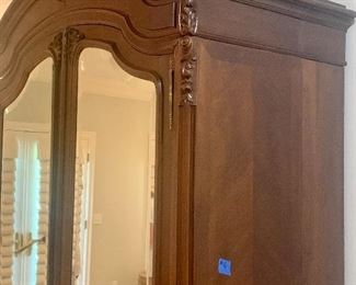 #16- French style carved wardrobe with mirrored doors- 24d x 99t x 50w- $600