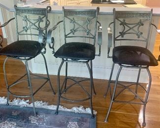 #21- Metal barstools with vinyl seats- They swivel!- $60 for ALL 3