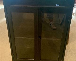 #37- Small black lacquered cabinet- 23 1/2w x 11d x 36t- $50