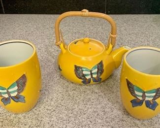 #51- Japanese Teapot and glasses with butterfly design- $20